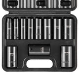 VEVOR 3/8 Drive Impact Socket Set, 11 Piece Deep Socket Set SAE 5/16-1, 6 Point CR-V Alloy Steel for Auto Repair, Easy-to-Read S