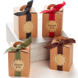 Hayley Cherie Gift Rustic Treat Boxes with Ribbons and Thank You Stickers (20 Pack) 4.7 x 3.5 x 3.5 inches Thick 350gsm Ca