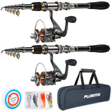 PLUSINNO Telescopic Fishing Pole Spinning Rod Carbon Fiber Travel Rod for Saltwater & Freshwater Fishing 2.7M 8.86Ft