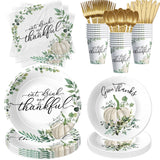 Srua Don Thanksgiving Paper Plates and Napkins Set, Fall Pumpkin Theme Thanksgiving Party Decorations Supplies Tableware, Thankf
