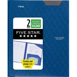 Five Star 2 Pocket Folder, StayPut Folder, Plastic Colored Folders with Pockets & Prong Fasteners, For Home, School Supplies &