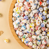 ToBeIT 100pcs Flower Ceramic Beads Craft Porcelain Bead Colorful Bead Set Chinese Handmade Spacer Ceramic Beads for Jewelry Maki