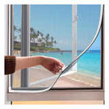 UtauHom Magnetic Window Screen, Adjustable DIY 40x59in Window Screen Replacement, White Frame Gray Fiberglass Mesh, No Drilling