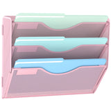 Gawerk 3 Tier Hanging Wall File Organizer, Mesh Mail Paper Orgnization Hanging File Folder Holder for Home Office, Pink