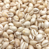 Fundiyoug 100 PCS White 0.63-0.71 Natural Strong Cowrie Shell Beads Oval Seashells, Beach Seashells with Hole for DIY Craft Jewe