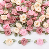 Weysat 300 Pcs Mini Roses for Crafts 15 mm Mini Small Satin Ribbon Roses Flowers Artificial Tiny Fabric Flower DIY Sewing Rosett