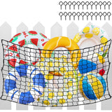 SATINIOR Pool Toy Float Storage Net, Extra Large 83X60 Inch Hanging Elastic Mesh Fence Net with 20 Hooks and 30 Cable Ties Swimm