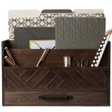 BLU MONACO | Wooden Mail Organizer with Drawer and Compartments | Mail Sorter Organizer Countertop for Desk Entryway | Outgoing