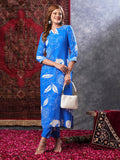 Anni Designer Women'S Rayon Blend Straight Printed Kurta With Pant (Anaar-Blue-Vks02_S_Blue_Small),Blue,S,,,