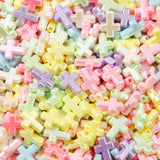 BERMRO 300pcs Cross Beads Color Pearl Cross Beads Crosses Spacer Bead Bulk for DIY Crafting Necklace Bracelet Jewelry Making Key