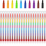 Outus 20 Pcs Stackable Crayons Colorful Stacking Buildable Crayons Party Favors DIY Rainbow Pencils for School Office Birthday P