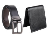 Usl MenS Leather Belt And Wallet Combo, Black