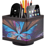 Square Leather 360Rotatable Pencil Holders,Remote Control Holder,Spinning Bedside TV Remote Caddy,Desktop Organizer for Pen,Medi