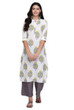 Gosriki Women'S White Color Cambric Fancy Long Straight Block Print Kurti (Shree Kur190111_White),White,,B07V5YHKYL