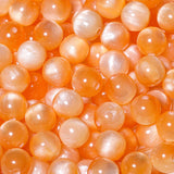 NITOPUPU 100Pcs 8mm Orange Cat Eye Beads with Glitter Powder Round Resin Beads for Jewelry Making DIY Bracelets Necklace Earring