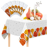 Confettiville Thanksgiving Tablecloths, 6-Pack Disposable Plastic Table Covers, Pumpkins Pattern, 54 x 108 Inches, Party Decorat
