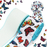 LaRibbons Butterfly Wired Ribbon 2 Rolls 2.5 Inch x 12 Yards TTL, Blue and White Polka Dot Wired Ribbon for Spring Summer Crafts