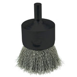 Weiler 10021 0.006 Wire Size, 1 Diameter, 302 Stainless Steel Bristles, Solid End, StemMounted Crimped Wire End Brush, Made i