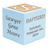 Personalized Blue Baby Baptism/Dedication/Christening Wood Block, Choose From 3 Sizes, Baptism Gift For Boy, Baby Dedication Gif