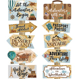 Ysleen 20 Pcs Travel Themed Party Decorations Set Let The Adventure Begin Sign Adventure Signs Bon Voyage Party Decorations for