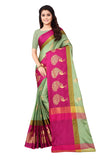 Greciilooks Womens Womens Banarasi Cotton Silk Cotton Regular Fit Saree (Pink & Green)