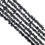 GemMartUSA Black Spinel Natural Chip Beads, 34 Inch Bead Strand, 3-7mm, Polished Genuine Gemstones, Strung DIY Jewelry Making Su