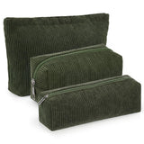 Huhumy 3 Pcs Makeup Bag Set for Women Corduroy Cosmetic Pouch Aesthetic Smile Travel Toiletry Bag Cute Purse Pouch Pencil Case M