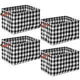 Boao 4 Pcs Buffalo Plaid Storage Baskets Black and White Bins Large Checkered Fabric Box with Handle Household Foldable Organize