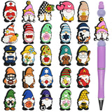 25Pcs Gnome Silicone Focal Beads for Pens Bulk Focal Beads for Beaded Pen Keychain Bracelet Making