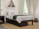 AFI, Colorado Twin XL Platform Bed with 2 Storage Drawers, Espresso