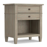 SIMPLIHOME Carlton SOLID WOOD 24 inch Wide Transitional Bedside Nightstand Table in Distressed Grey for the Living Room and Bedr
