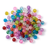 Craftdady 500Pcs 10mm Transparent Crackle Glass Round Beads Tiny Handcrafted Loose Pony Ball Beads Random Mixed Colors for Jewel