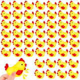 Silipull 50 Pcs Yellow Rubber Chicken Squeak Mini Rubber Chicks Squeezable Squeaky Toy Chicken Noisemaker for Shower Bath Birthd