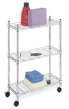 Whitmor 3 Tier Shelving Unit, Metal Storage Shelves, Adjustable Heavy Duty Shelf with Wheels , 400 lbs Capacity per Shelf, 1200