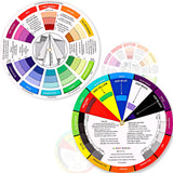 Outus 2 Pcs Color Wheel, Paint Mixing Learning Guide Art Teaching Tool Color Wheels for Makeup Blending Board Chart Mixed Guide