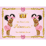 SeekPro 7x5ft Little Princess Black Baby Shower Pink Backdrop Twin Girls Baby Shower Party Banner Decoration Backdrops Royal Blu