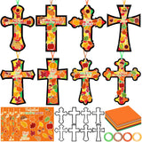 DoubleFill 48 Sets Fall for Jesus Suncatchers Crafts Thanksgiving Fall Blessing Tissue Paper Craft Kit Christian Religious Jesus