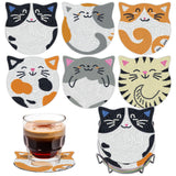 Cat Diamond Art Coasters Kit, 6PCS DIY Diamond Painting Coaster Set with Holder, Gem Art Craft Supplies for Adults, Drink Coaste