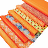 Meishu Neon Orange Faux Leather Mermaid Sunflower Glitter Fabric Sheets, 8 x 12 inches, 9 Pieces Thanksgiving Halloween Leathere