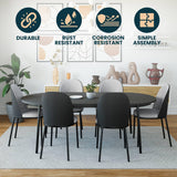 Leisuremod Tule Mid-Century Modern Dining Side Chair With Fabric Seat And Powder-Coated Steel Frame For Kitchen And Dining Room