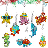 8 Pcs Diamond Art Keychains Diamond Painting Keychains Kids Arts and Crafts 5D Diamond Painting Kits Gem Art Diamond Keychains f