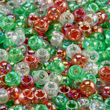 600Pcs Christmas Pony Beads(6x9mm) AB Colors with Box Packaged,Plastic Pastel Bead,Acrylic Beads for Bracelets Hair Braids Craft