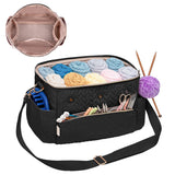 KarSyon Crochet Bag Yarn Storage Organizer Knitting Bag For Crocheting Accessories Crochet Hook Case Gifts For Crafters (Black-3