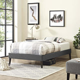CasaFoyer Tessie Platform Bed | Solid Wood Frame | Polyester Upholstery | Tapered Legs | Gray | Twin Size | No Box Spring Needed | Mattress Not Included