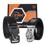 Tpm MenS Stylish Belt Combo Pack Of 2 | Heavy Duty Woven Belt | Automatic Metal Buckle Casual Belt For Men. Has398