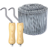 Therwen 1002 Pcs Tie Wire and Wire Twister Set 1000 Pcs 6 Inch 16 Gauge Double Loop Bar Ties Tool 2 Pake with Wooden Grip Handle