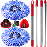 RinseClean Spin Mop Replacement Head for O Cedar RinseClean 2 Tank System, 2 Microfiber Mop Refills, 1 Base and 1 3058in Handle