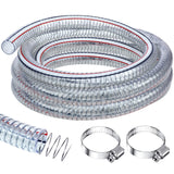 Frienda Heavy Duty Steel Wire Flexible Tubing with Fasteners PVC High Pressure Oil Drain Hose Tube Clear Wire Reinforced for Pon