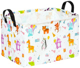 ACMUUNI Rectangle ZOO Happy Birthday Party Gift Shelf Nursery Storage Basket Laundry Hamper with Handles,Toys Storage Box and Bi