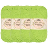 JubileeYarn Baby Soft Bamboo Cotton Yarn - 50g/Skein - Avocado - 4 Skeins